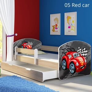 Dječji krevet ACMA s motivom, bočna sonoma + ladica   140x70 05 Red Car