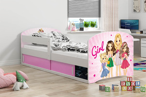 Drveni dječji krevet LUKI 1 - 160x80 cm - bijeli - GIRL