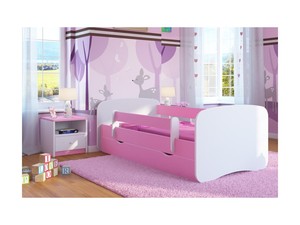 Drveni dječji krevet Perfetto s ladicom - rozi - 160*80