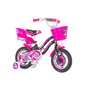 MAGNET dječji bicikl 12" LITTLE HEART crno/rozi