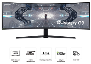 Samsung monitor LC49G95TSSRXEN, VA, Gaming, 240Hz, 1ms, 5120x1440, FreeSync Premium PRO