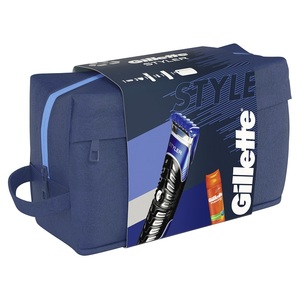 Gillette poklon paket Style (trimer, gel za brijanje, kozmetička torbica)