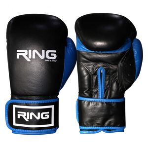 RING rukavice za boks 12 OZ kožne RS 3211, crno/plave