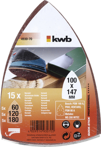 KWB QUICK-STICK set brusnih papira za trokutastu brusilicu 15/1, 60-180g
