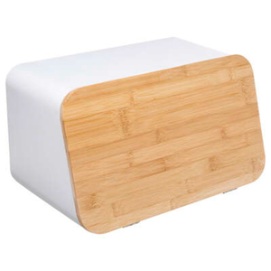 FIVE kutija za kruh s daskom za rezanje, 37x22.5x23.5 cm, metal, bijela