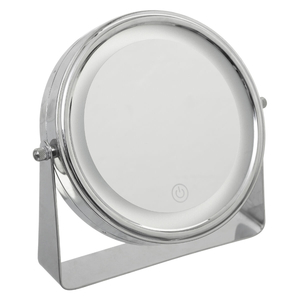 FIVE samostojeće kozmetičko LED ogledalo, 19x4x20 cm, metal/staklo, srebrno