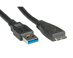 Roline USB3.0 kabel TIP A(M) - Micro B(M), 0.8m, crni