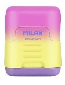 Šiljilo plastično, MILAN, 2 rupe, Compact Sunset, roza/ žuta