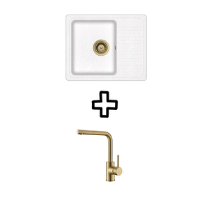 Set Notus SQ102W sudoper + Zora PVD, slavina Alba/Zlato