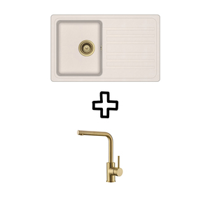 Set Notus SQ101W sudoper + Zora PVD slavina, Silica/Zlato