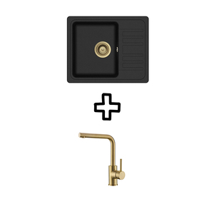 Set Notus SQ102W sudoper + Zora PVD slavina, Black metallic/Zlato