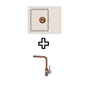 Set Notus SQ102W sudoper + Zora PVD slavina, Silica/Bakar