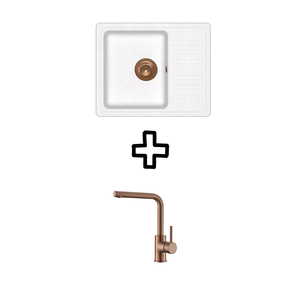 Set Notus SQ102W sudoper + Zora PVD slavina, Alba/Bakar