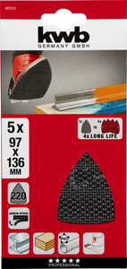 KWB brusna tkanina za višenamjenske brusilice, 97 x 136 mm, 5/1, GR 220