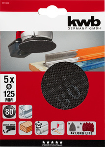 KWB brusna tkanina za ekscentrične brusilice, Ø 125 mm, 5/1, GR 80
