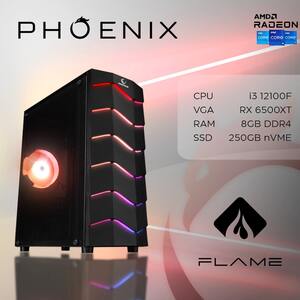 Phoenix FLAME Z-554, Intel i3-12100F, 8GB RAM, 256GB M.2 SSD, AMD Radeon RX 6500XT, Free DOS, stolno računalo