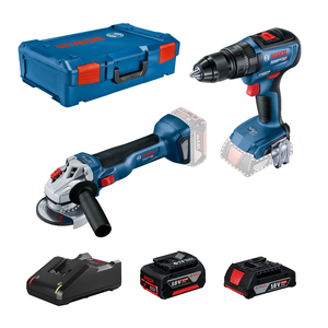 BOSCH Professional GWS 18V-10 akumulatorska kutna brusilica + GSB 18V-50 akumulatorski kombinirani alat (1 x 2,0 Ah, 1 x 5,0 Ah, GAL 18V-40, XL-BOXX)