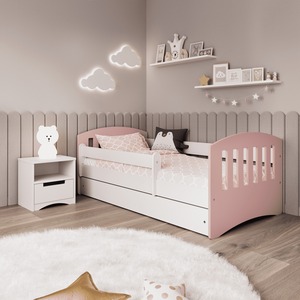 Drveni dječji krevet Classic s ladicom - rozi - 180x80cm