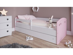 Drveni dječji krevet Julia s ladicom - rozi - 160x80cm