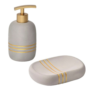 TENDANCE SET držač sapuna + dozator za sapun, siva keramika