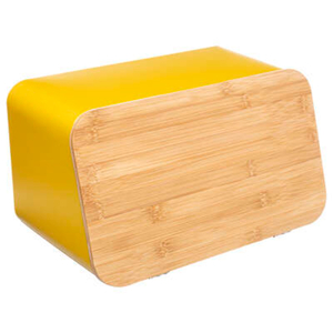 FIVE kutija za kruh s daskom za rezanje modern 37x22.5x23.5 cm, metal, žuta