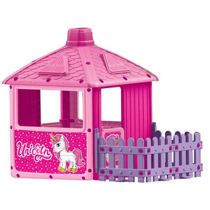 Kućica za igru s ogradom - City house jednorog roza