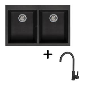 Elleci Quadra 350 sudoper + slavina C01 Nero