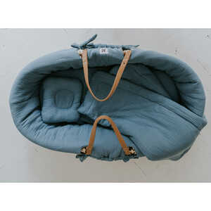 Bellamy Moses set (posteljina/navlaka, plahta, prekrivač i jastuk s udubljenjem za glavu), plavi