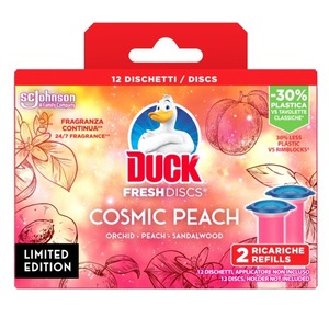 Duck Fresh Discs gel za čišćenje i osvježavanje WC školjke - duplo punjenje 72 ml, miris Cosmic Peach