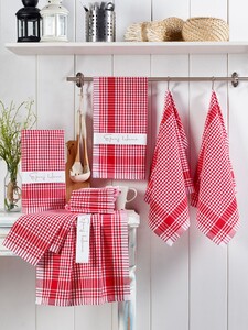 Set kuhinjskih krpa, 10 komada, crvena