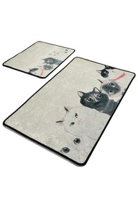 Kupaonski set tepiha Angry Cats 50x60cm i 60x100cm, 2/1, sivi
