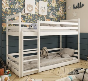 Drveni dječji krevet na kat Mini, 200 x 90 cm, bijeli
