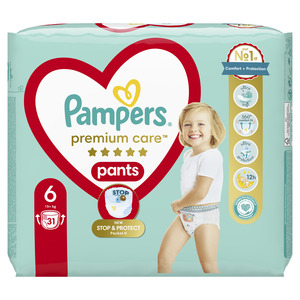 Pampers Premium Care Pants, Veličina 6,  Pelena-Gaćica, 31 pelena, 15kg+