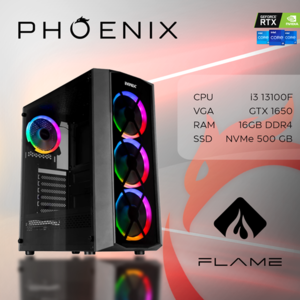 Phoenix FLAME Y-502, Intel i3-13100F, 16GB RAM, 500GB M.2 SSD, nVidia GeForce GTX 1650, Free DOS, stolno računalo