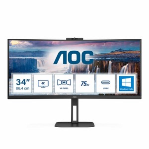 AOC monitor CU34V5CW, UWQHD, 100Hz, USB-C, HAS, HDMI, DP, zakrivljeni