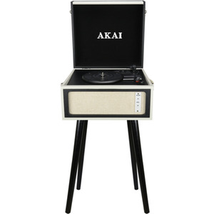 Gramofon Akai ATT-100BT, Bluetooth, USB, SD, ugrađeni zvučnici, koža, drvene noge, crni