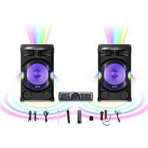 Akai karaoke DUAL Y3, 400W, 2xZvučnik + pojačalo, FM, USB, SD, bežični mikrofon