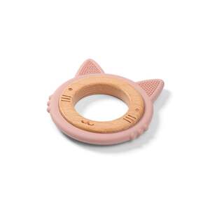BabyOno silikonsko drvena grickalica za zube Maca, roza