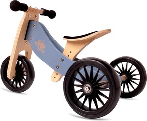 Kinderfeets Tiny Tot 2u1 Plus drvena guralica za djecu bez pedala, Slate Blue