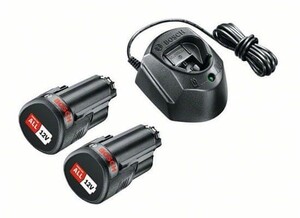 BOSCH 12 V Starter set - 2x akumulator PBA 12V / 1,5Ah O-A + punjač GAL1210