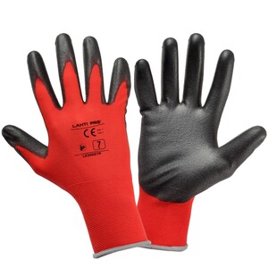 LAHTI rukavice, pu, crno-crvene, S L230607K