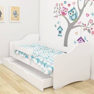 Dječji krevet Acma bez motiva, bočna bijela + ladica 180x80 cm