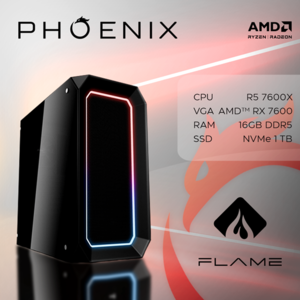 Phoenix FIRE GAME Y-725, AMD Ryzen 5 7600X, 16GB RAM, 1TB M.2 SSD, AMD Radeon RX 7600, NoOS, stolno računalo