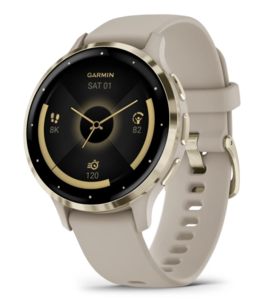 Garmin Venu 3S, Soft Gold Stainless Steel Bezel with French Gray Case and Silicone Band, 010-02785-02, pametni sat