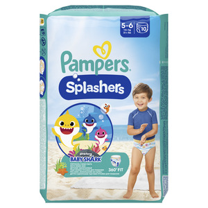 Pampers Splashers kupaće pelene-gaćice Baby Shark™, vel. 5-6 (14+ kg), 10 kom