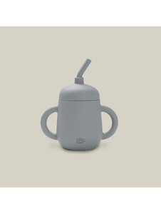 InterBaby Silikonska čaša za malu djecu sa slamkom, Petrol Grey