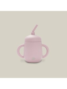 InterBaby silikonska čaša za malu djecu sa slamkom, Dark Pink
