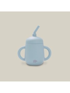 InterBaby silikonska čaša za malu djecu sa slamkom, Blue Grey