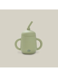 InterBaby silikonska čaša za malu djecu sa slamkom, Olive Green