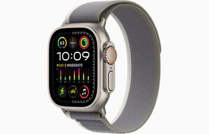 Apple Watch Ultra 2 GPS+ Cellular, 49mm Titanium Case with Green/Grey Trail Loop - M/L